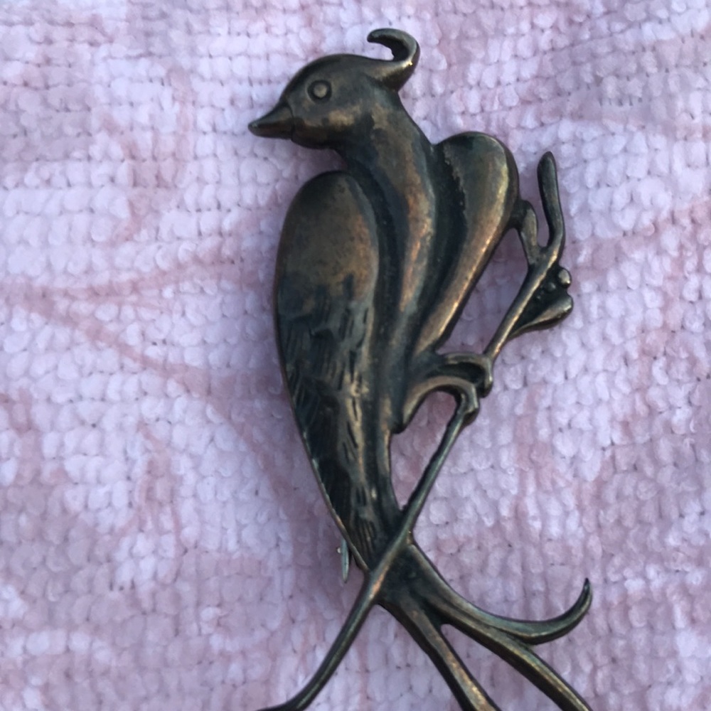 Bronze Tone Bird of Paradise Brooch - Picture 5 of 5